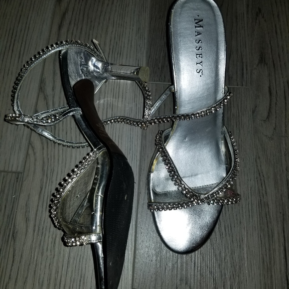 Massey's Catalog Silver Rhinestone Strappy Heel - Picture 2 of 4